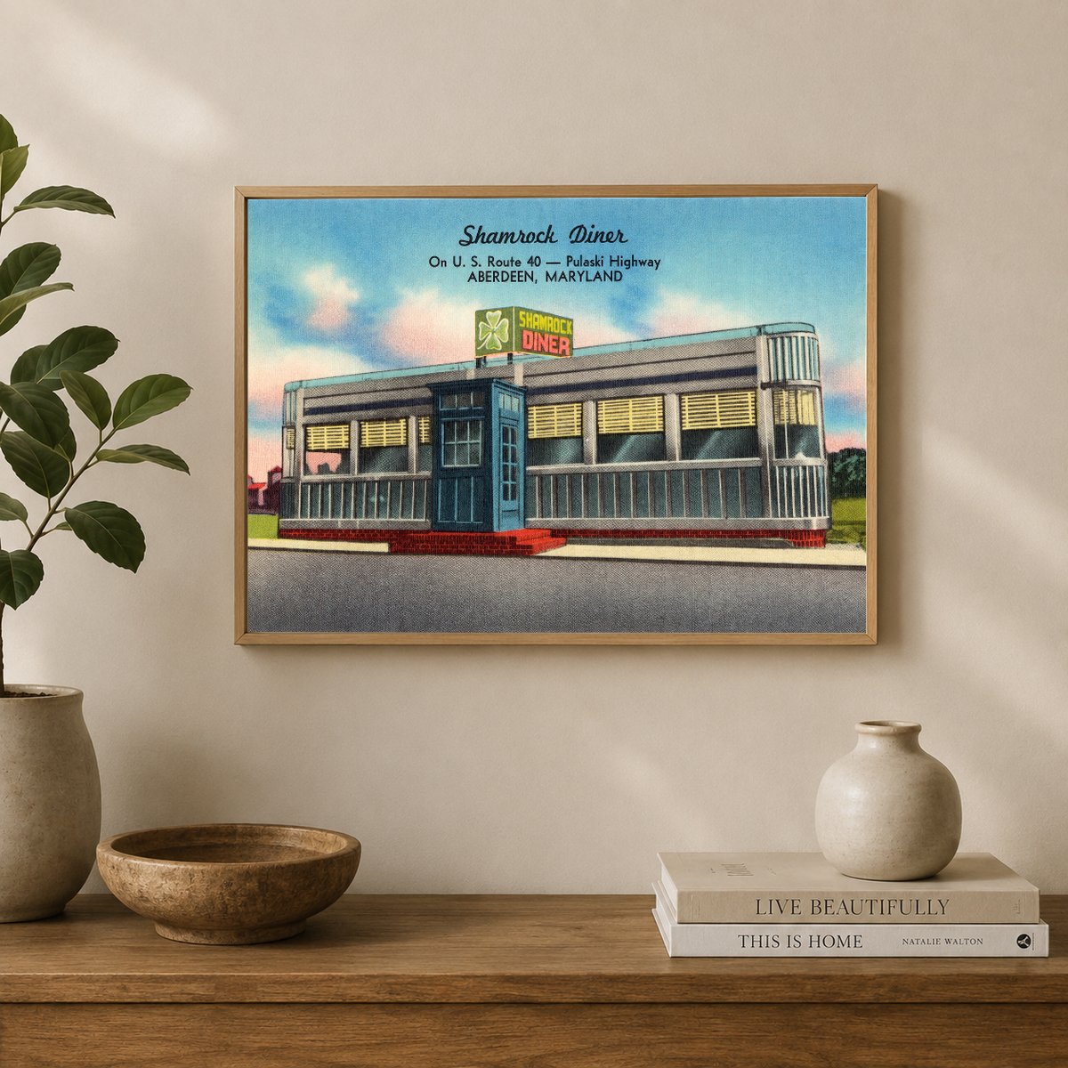 Shamrock Diner, on U. S. Route 40 -- Pulaski Highway, Aberdeen, Maryland — Vintage Maryland Postcard