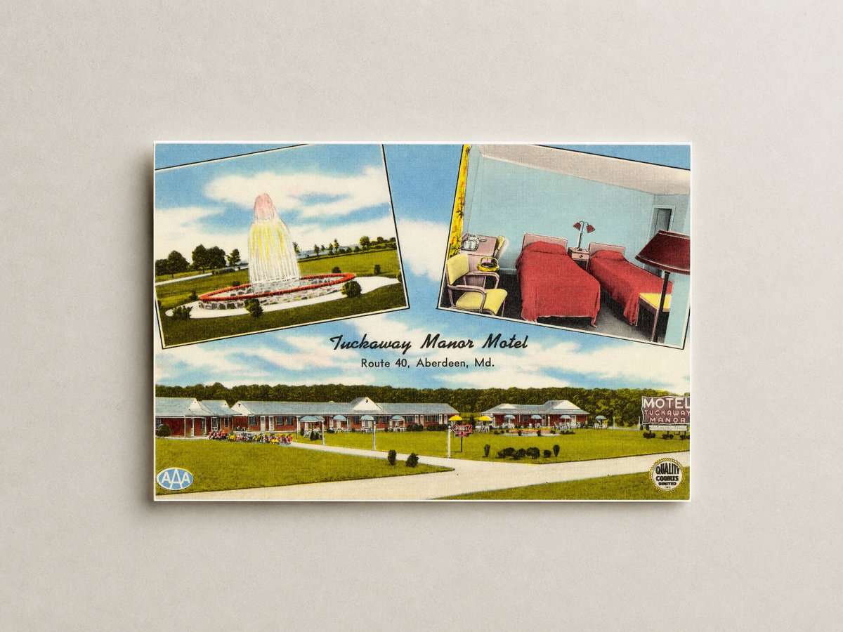Tuckaway Manor Motel, Route 40, Aberdeen, MD — Vintage Maryland Postcard