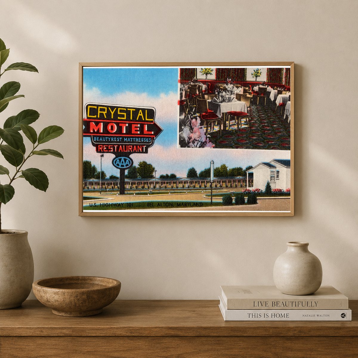 Crystal Motel & Restaurant, U. S. Highway 301... Bel Alton, Maryland — Vintage Maryland Postcard