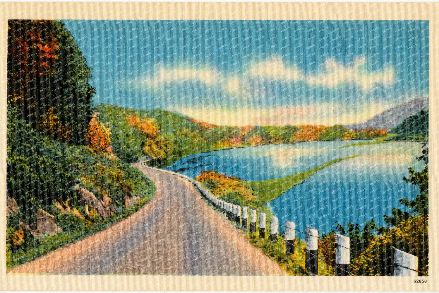 Road overlooking waterway — Vintage Maryland Postcard