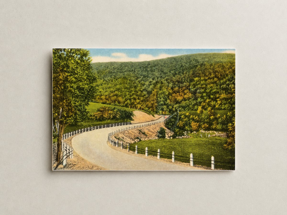 Road heading toward mountains — Vintage Maryland Postcard