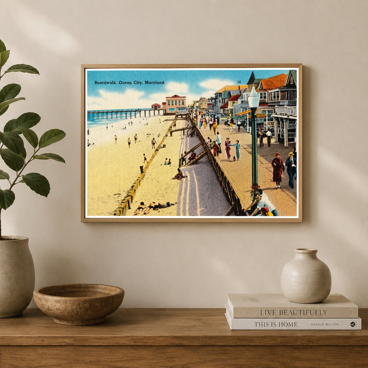 Boardwalk, Ocean City, Maryland — Vintage Maryland Postcard