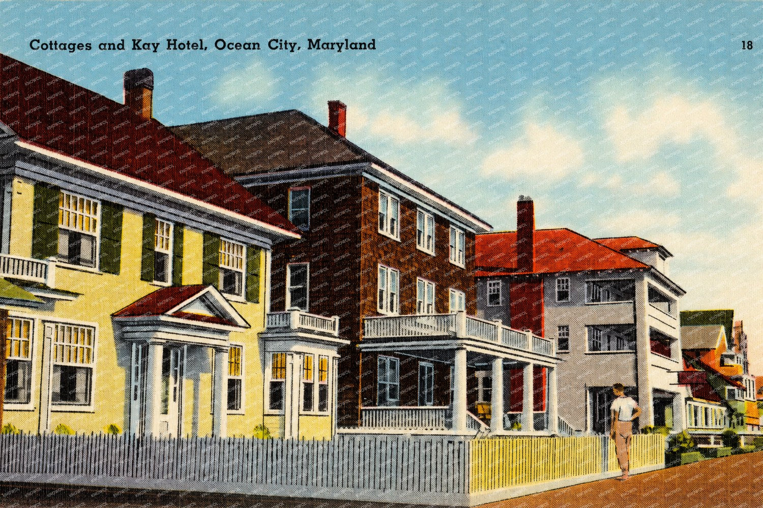 Cottages and Kay Hotel, Ocean City, Maryland — Vintage Maryland Postcard