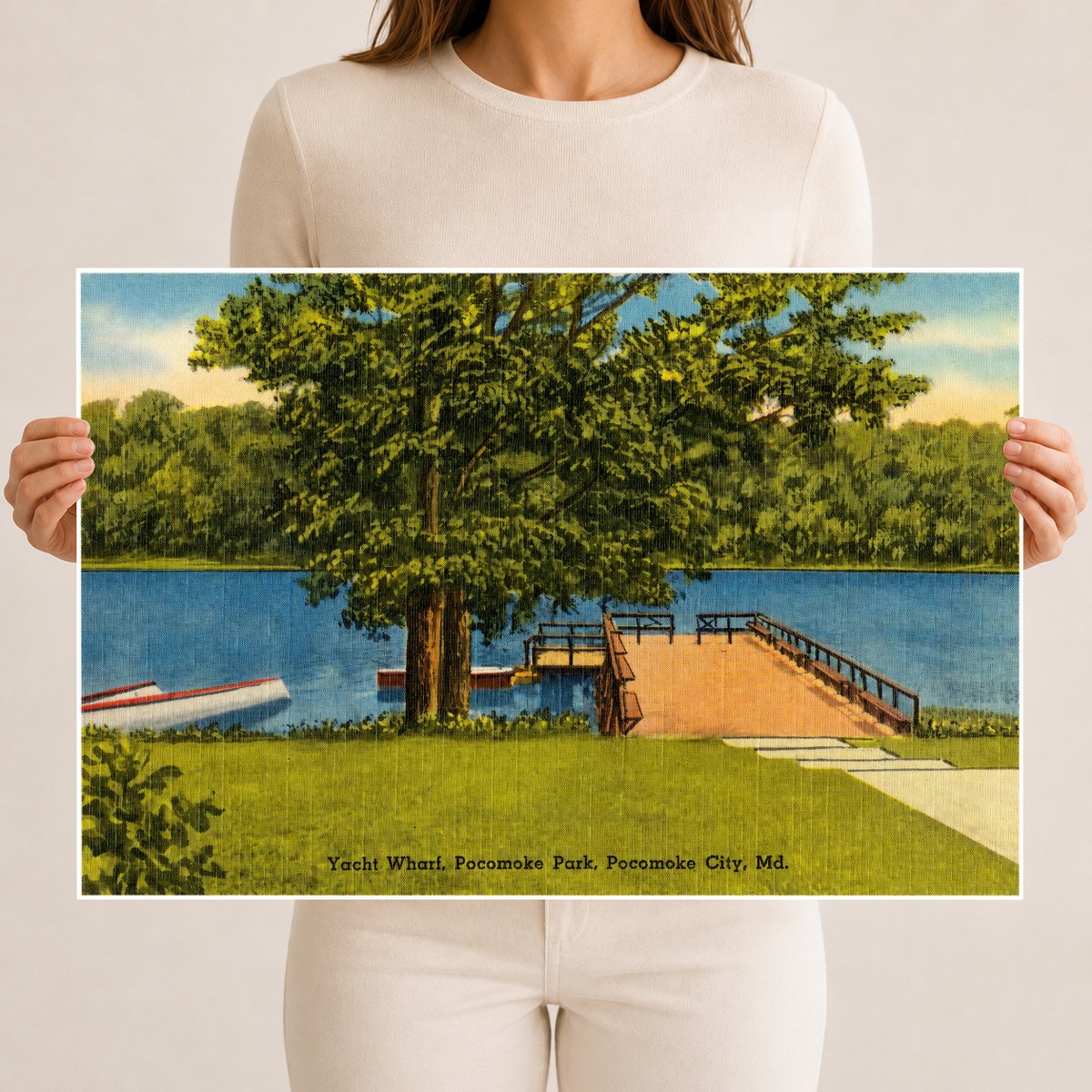 Yacht Wharf, Pocomoke Park, Pocomoke City, MD — Vintage Maryland Postcard
