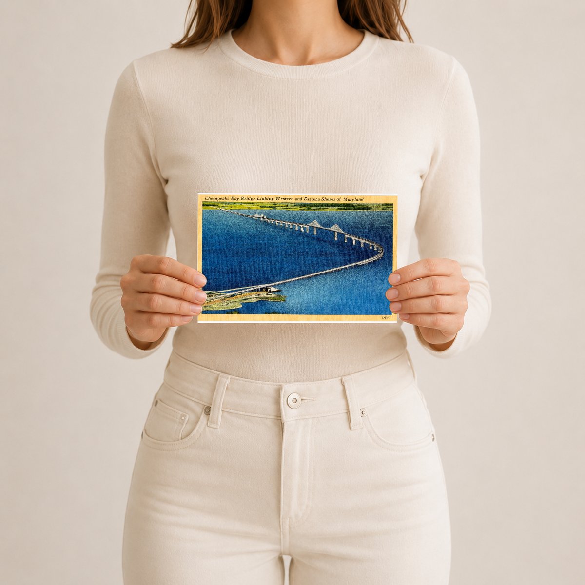 Chesapeake Bay Bridge linking western and eastern shores of Maryland — Vintage Maryland Postcard