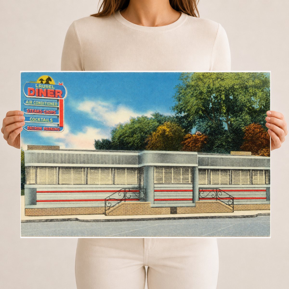 The New Laurel Diner, midway between Baltimore, MD And Washington, D. C. , on Route #1, Laurel, Maryland — Vintage Maryland Postcard