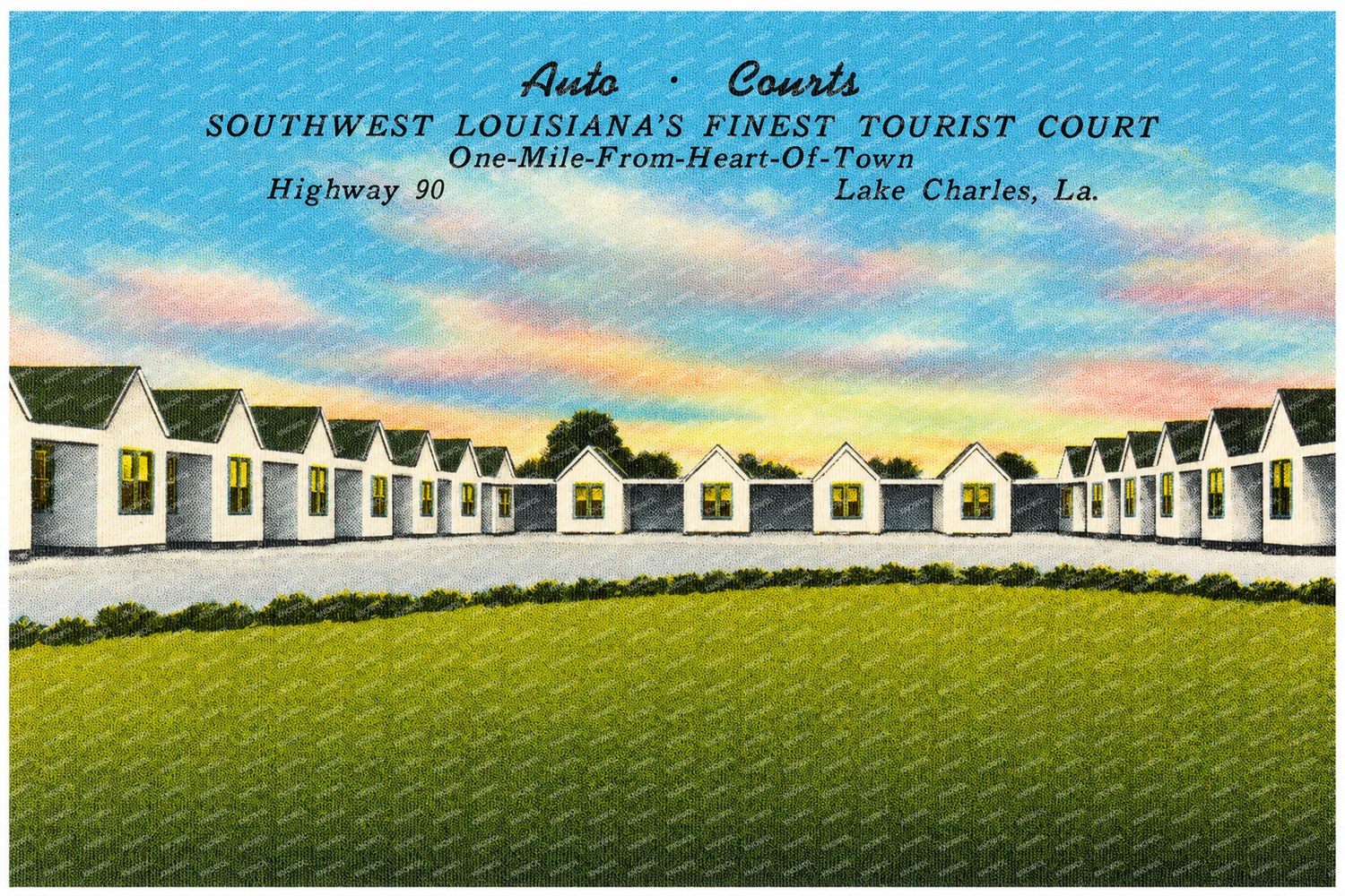 Lake Charles, LA: Auto Courts, Southwest Louisiana's finest tourist court, one-mile-from-heart-of-town, Highway 90