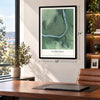 Casselman, Pennsylvania map, 18 x 24 inch print in a black frame in a home office