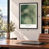 Bluffton, Georgia map, 18 x 24 inch print in a black frame in a home office