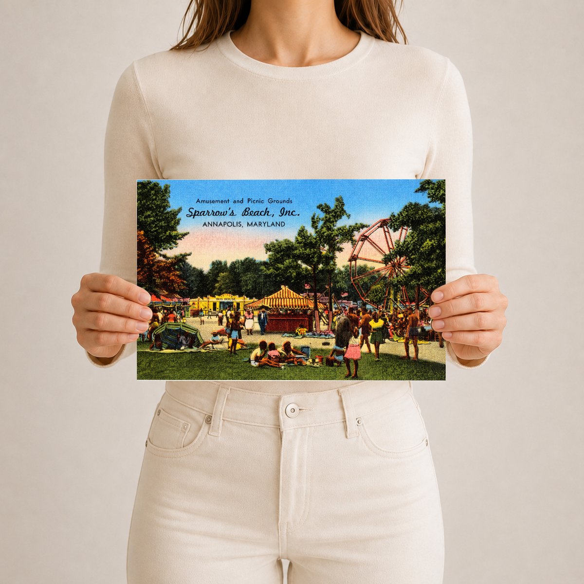 Amusement and picnic grounds, Sparrow's Beach, Inc., Annapolis, Maryland — Vintage Maryland Postcard
