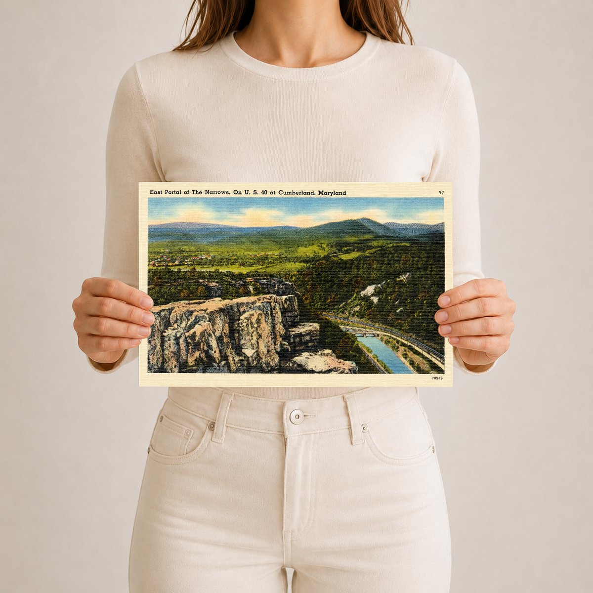 East portal of The Narrows, on U. S. 40 at Cumberland, Maryland — Vintage Maryland Postcard