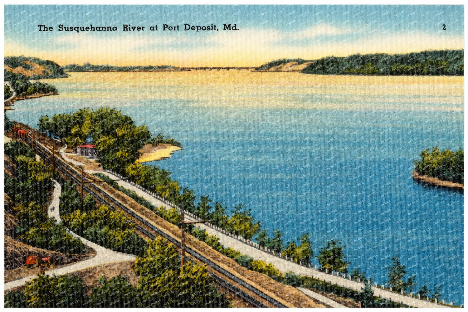 The Susquehanna River at Port Deposit, MD — Vintage Maryland Postcard