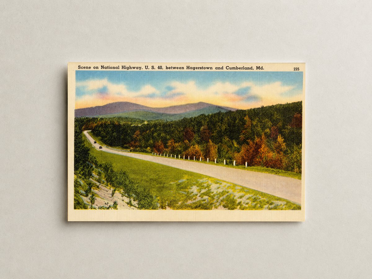 Scene on National Highway, U. S. 40, between Hagerstown and Cumberland, MD — Vintage Maryland Postcard