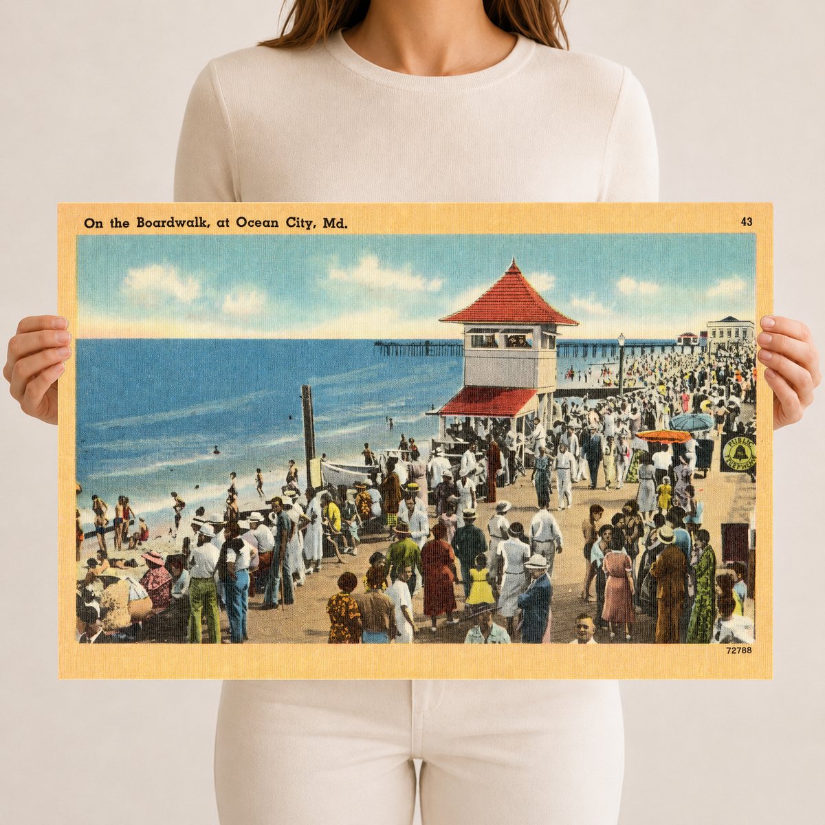 On the boardwalk at Ocean City, MD — Vintage Maryland Postcard