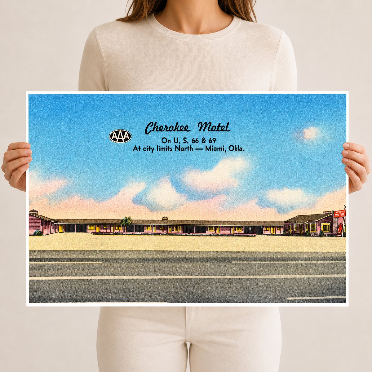 Miami, OK: Cherokee Motel, on U.S. 66 & 69, at city limits north -- Miami