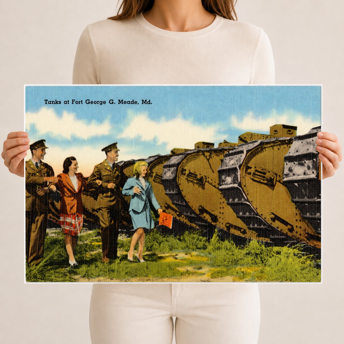 Tanks at Fort George G. Meade, MD — Vintage Maryland Postcard