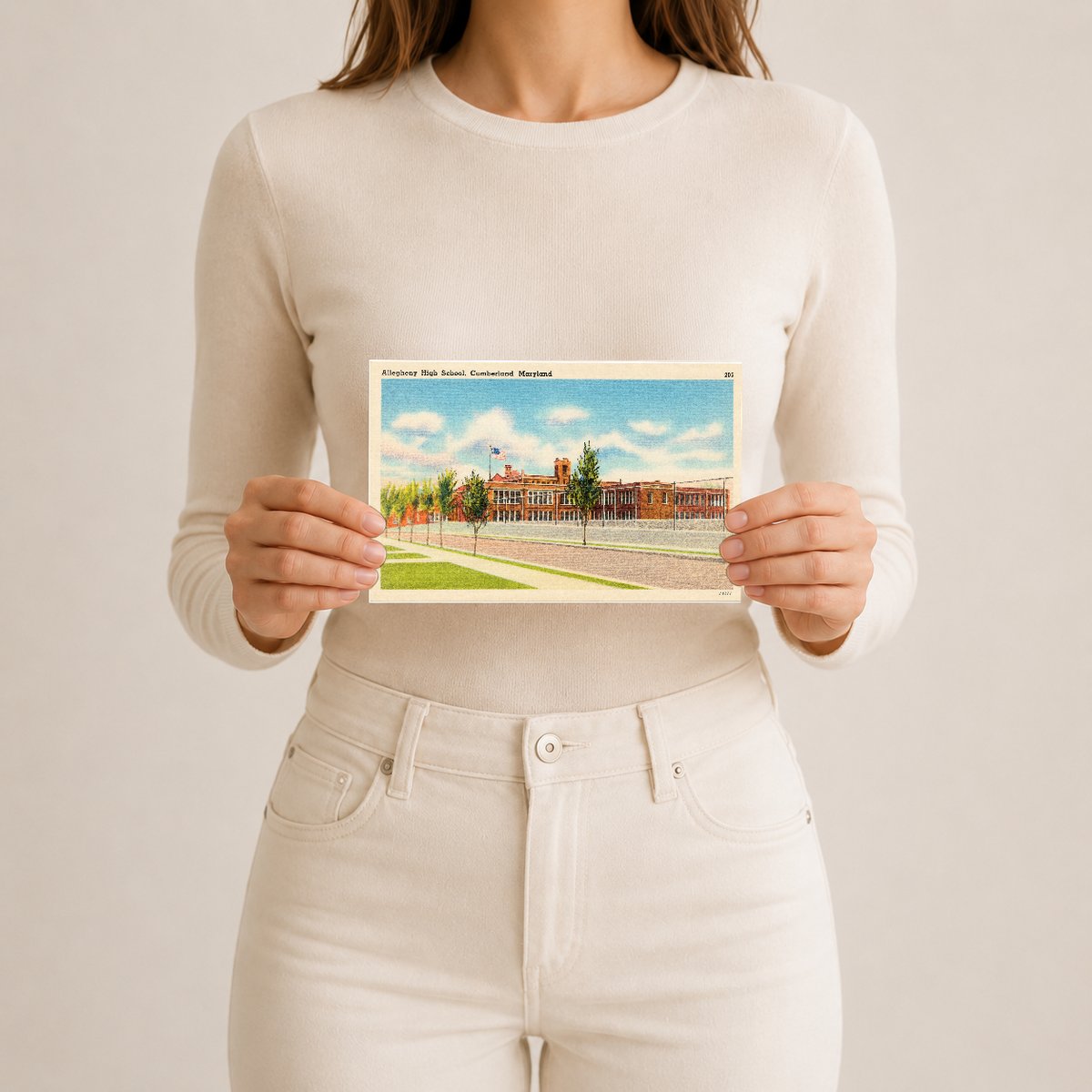 Allegheny High School, Cumberland, Maryland — Vintage Maryland Postcard