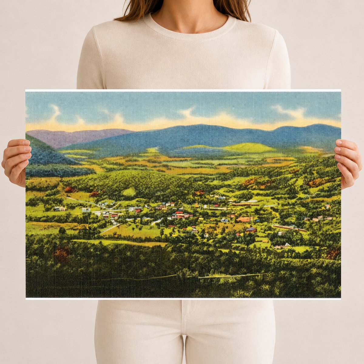 View of town — Vintage Maryland Postcard