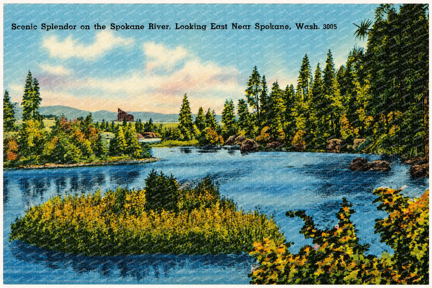 Spokane, WA: Scenic splendor on the Spokane River, looking east near Spokane