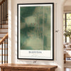 Bluffton, Georgia map, 24 x 36 inch print in a black frame by a staircase