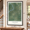 Caryville, Florida map, 24 x 36 inch print in a black frame by a staircase