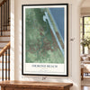 Ormond Beach, Florida map, 24 x 36 inch print in a black frame by a staircase