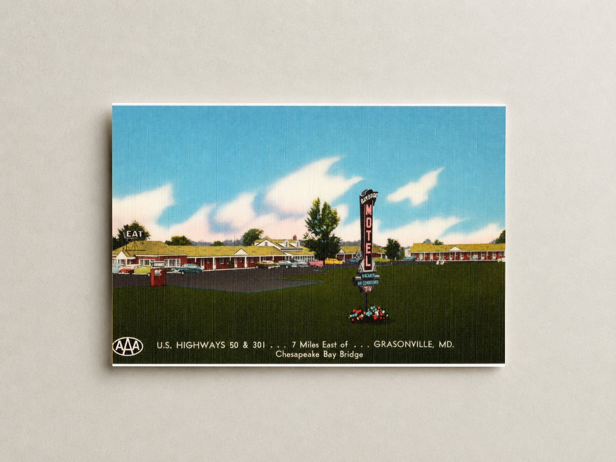 Bay Bridge Motel, U. S. Highways 50 & 301... 7 miles east of Chesapeake Bay Bridge, Grasonville, MD — Vintage Maryland Postcard