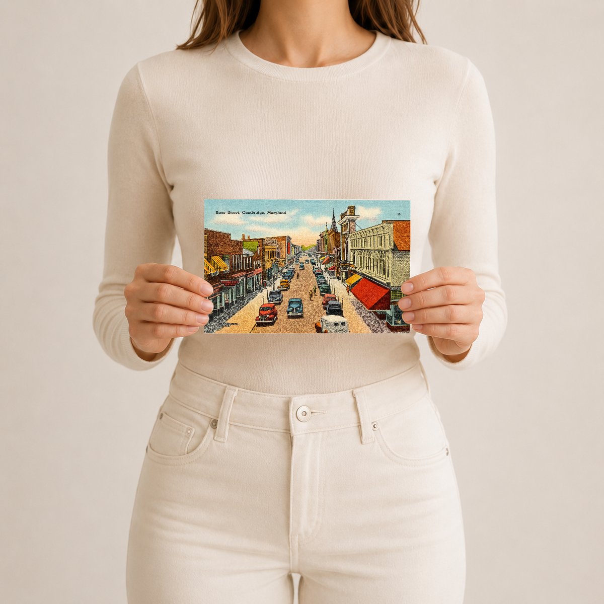 Race Street, Cambridge, Maryland — Vintage Maryland Postcard