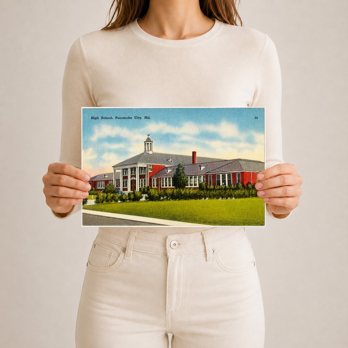 High school, Pocomoke City, MD — Vintage Maryland Postcard