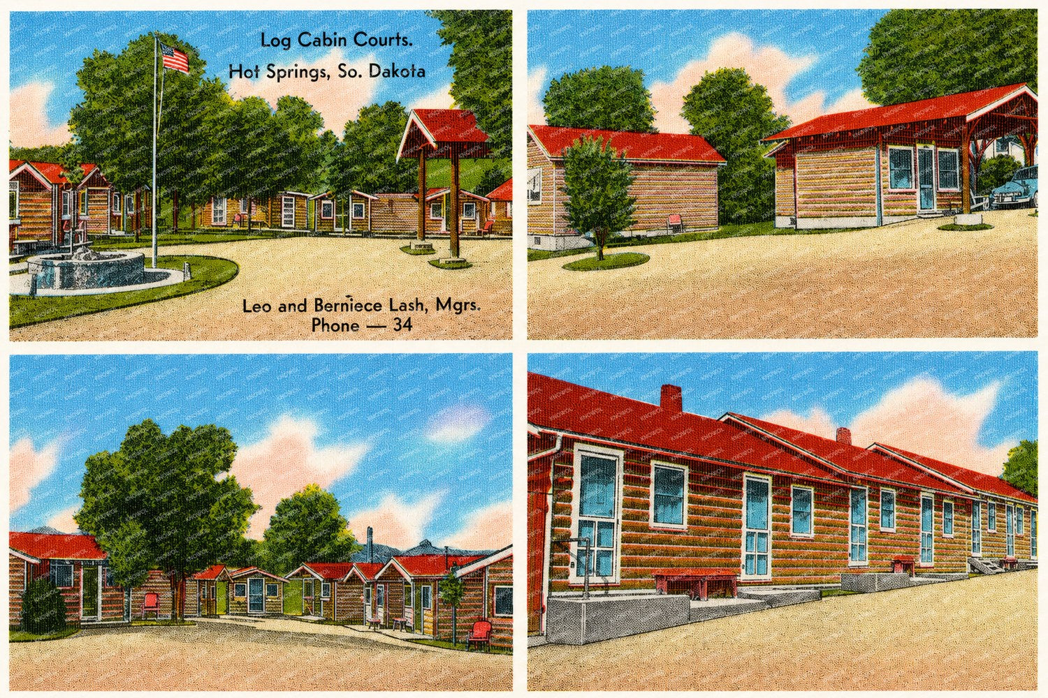 Hot Springs, SD: Log Cabin Courts, Hot Springs, So. Dakota