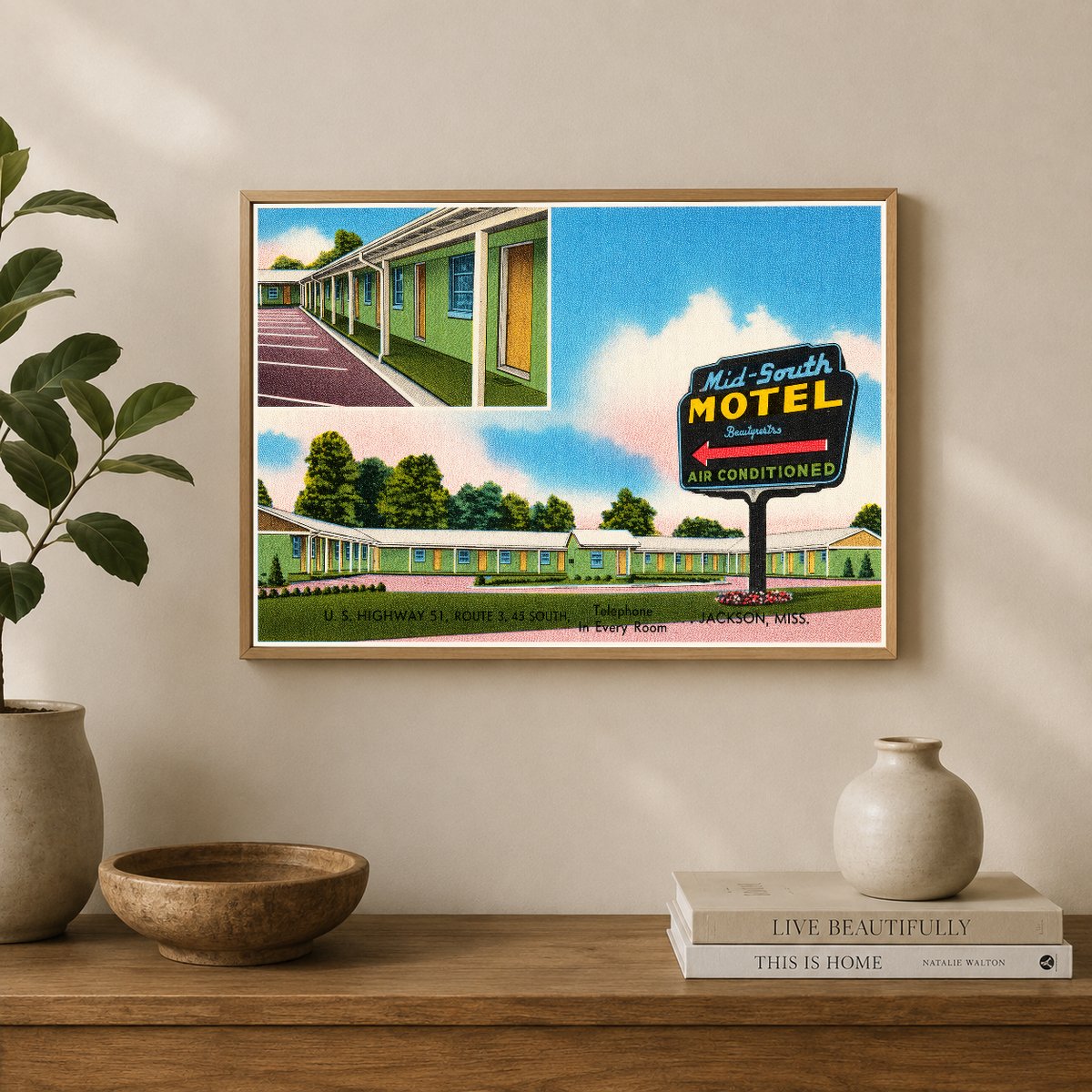 Jackson, MS: Mid-South Motel, U.S. Highways 80 E. & 49 South... telephone in every room... Jackson