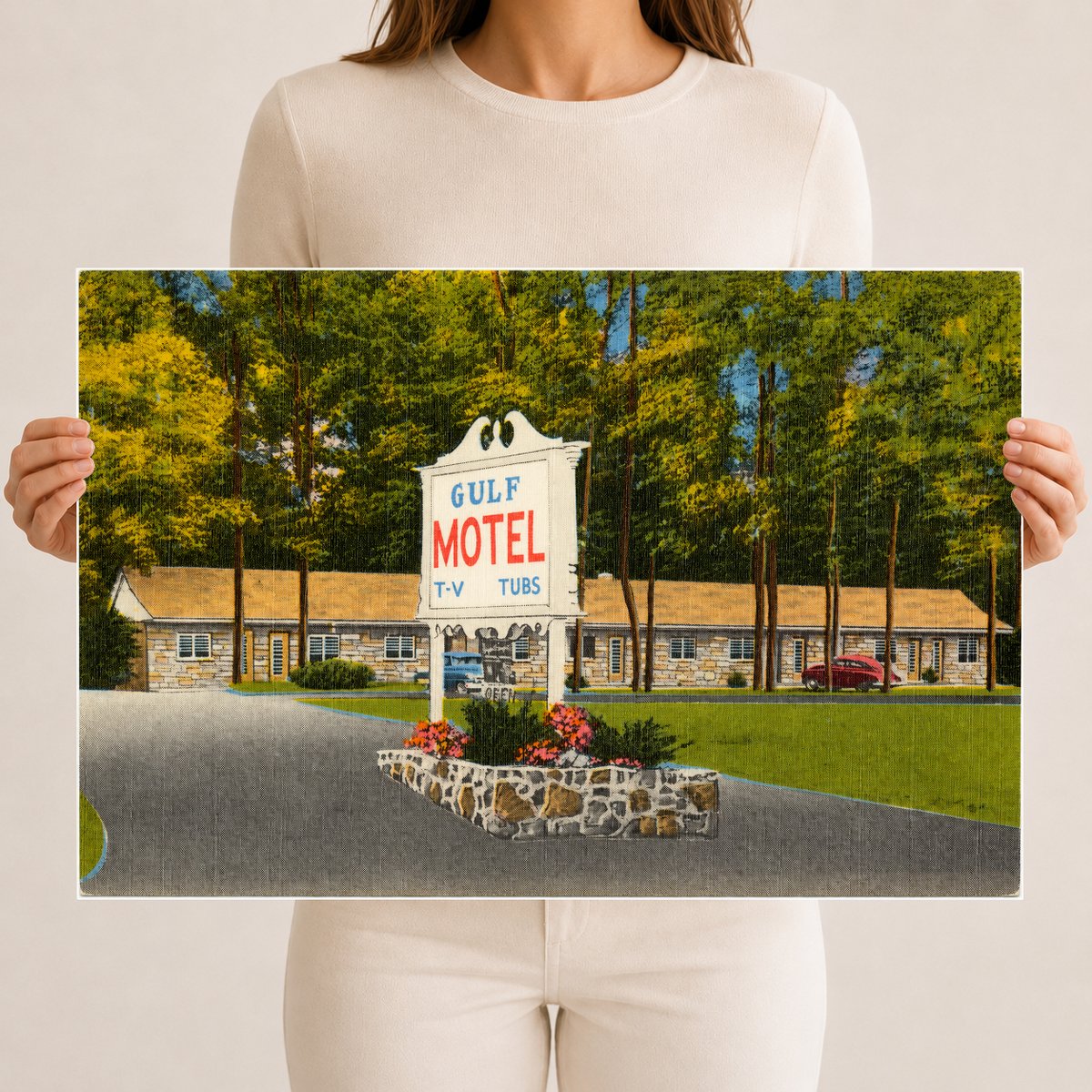 Gulf Motel, U. S. Route 1 & MD 152, 4 miles south of Bel-Air -- 18 miles north of Baltimore, Fallston, Maryland — Vintage Maryland Postcard