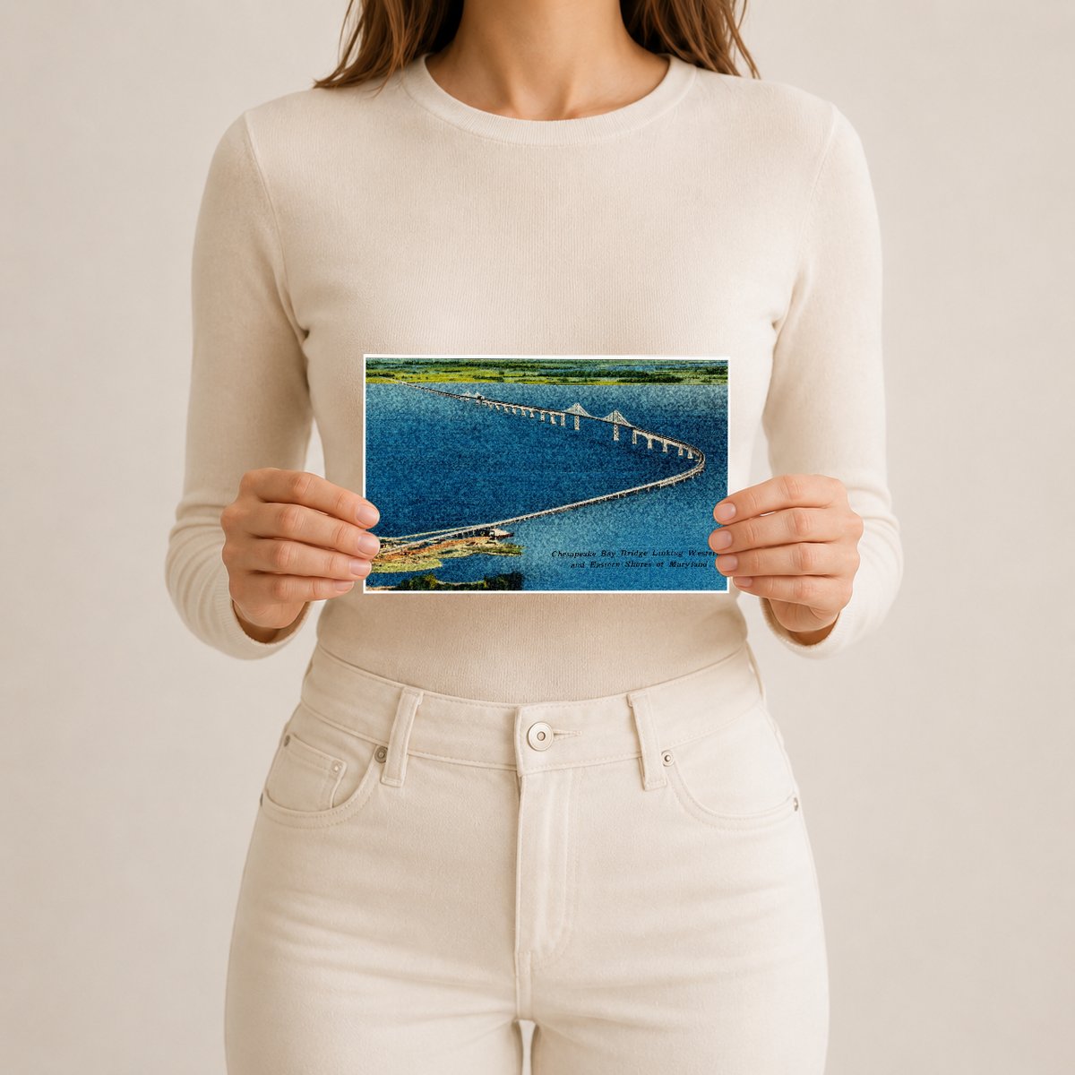 Chesapeake Bay Bridge, linking western and eastern shores of Maryland — Vintage Maryland Postcard
