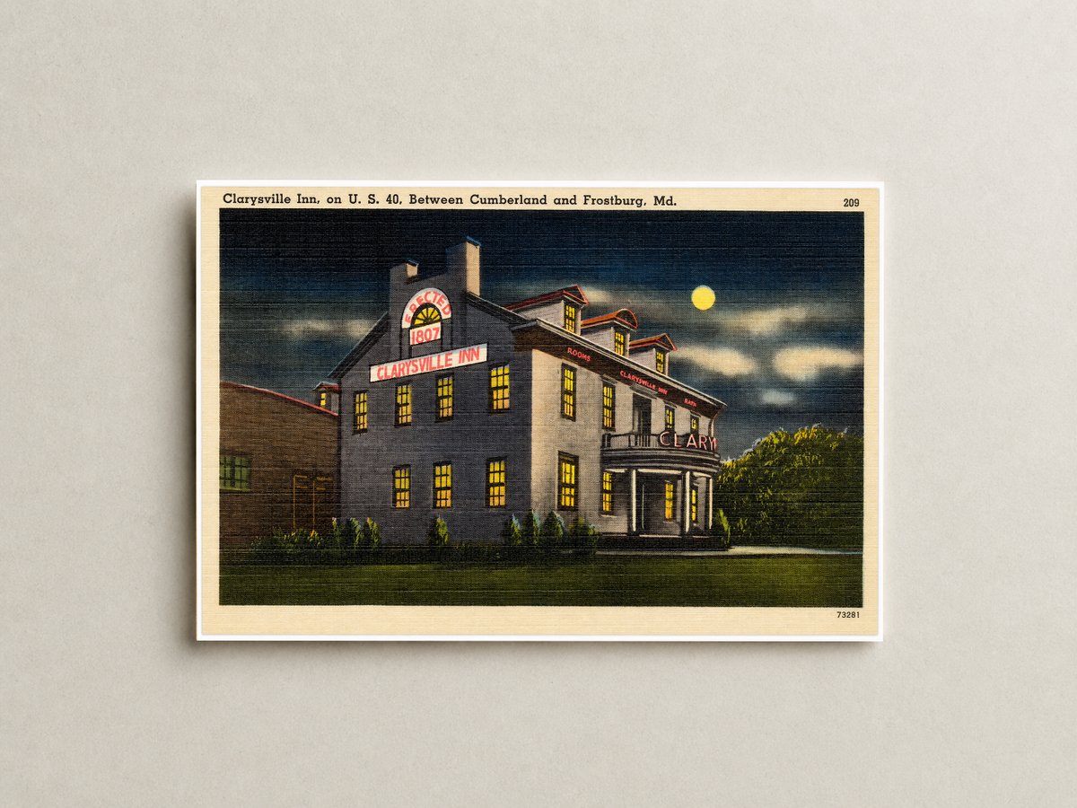 Clarysville Inn, on U. S. 40, between Cumberland and Frostburg, MD — Vintage Maryland Postcard