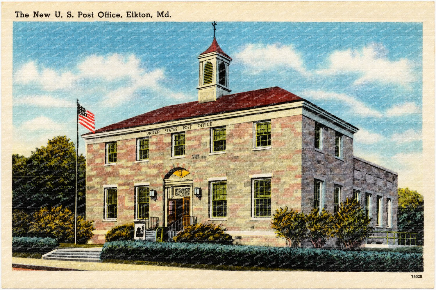 The new U. S. Post Office, Elkton, MD — Vintage Maryland Postcard