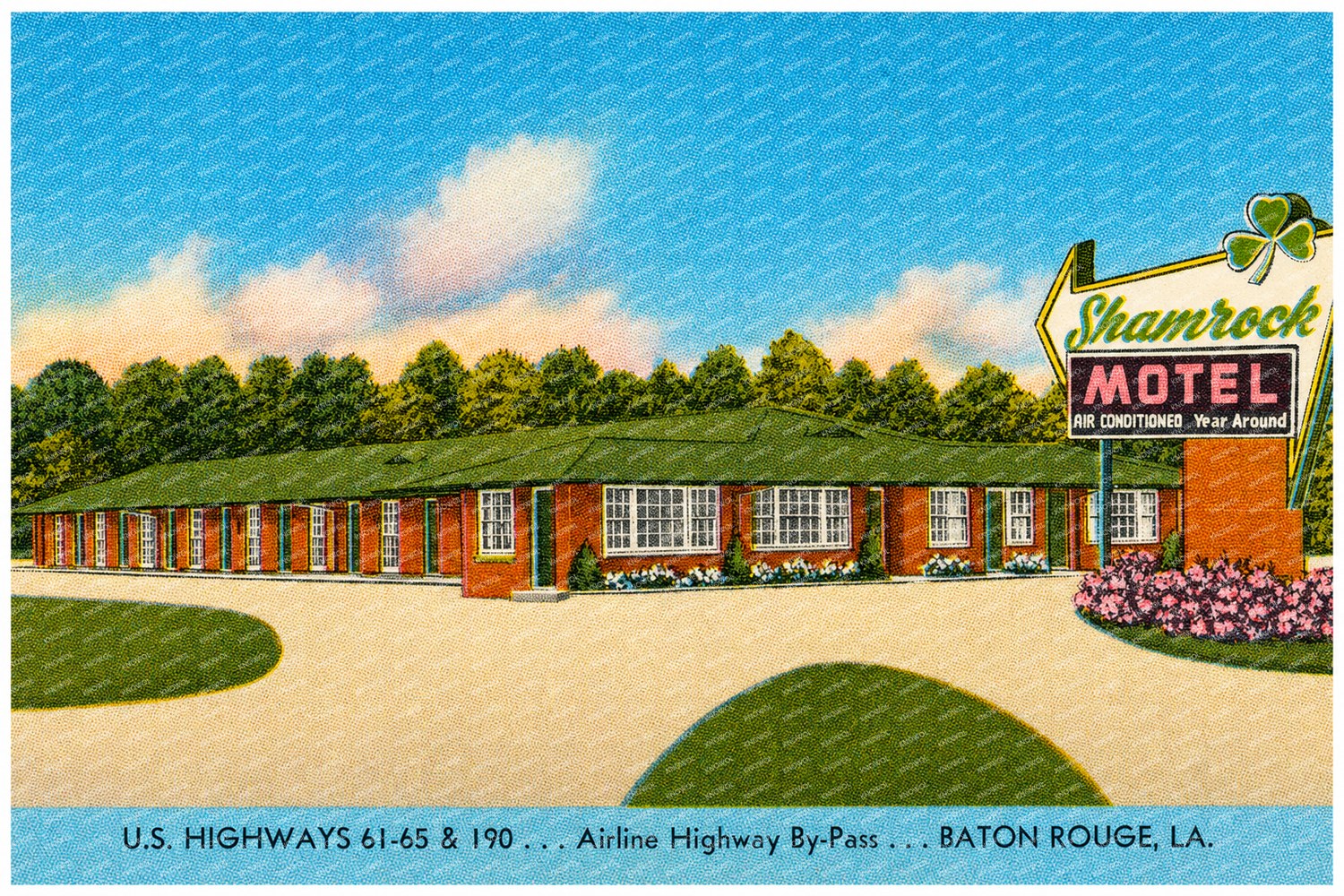 Baton Rouge, LA: Shamrock Motel, U. S. Highways 61-65 & 190... Airline Highway By-Pass... Baton Rouge