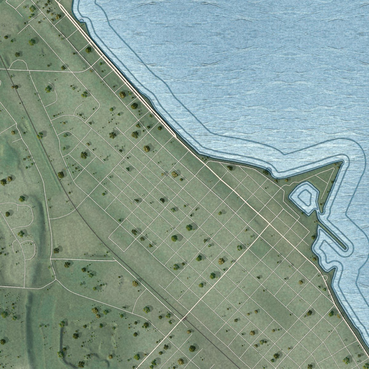 Close-up of the map of the Town of Stockholm, Wisconsin print showing street and building detail