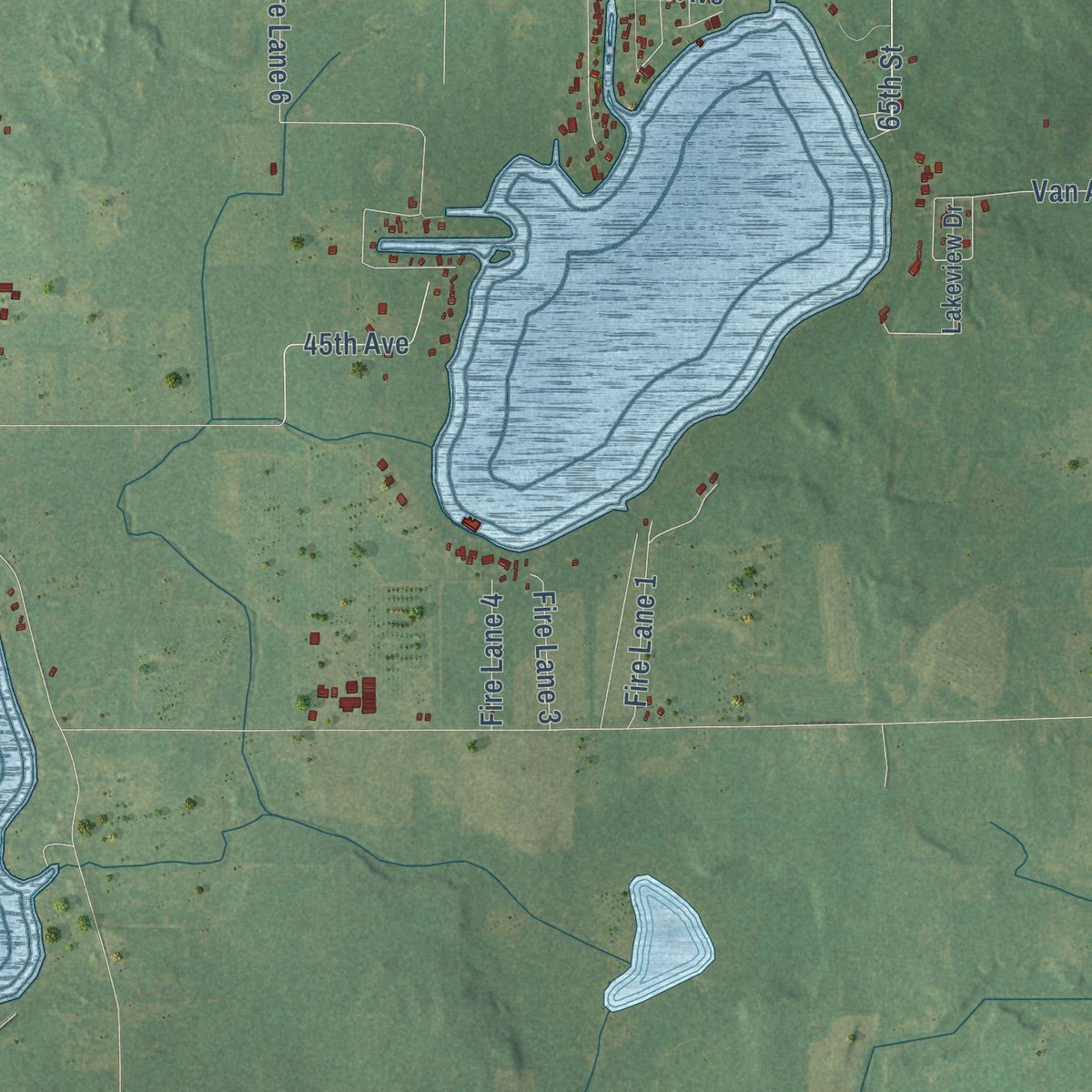 Close-up of the map of Bangor, Van Buren County, Michigan print showing street and building detail