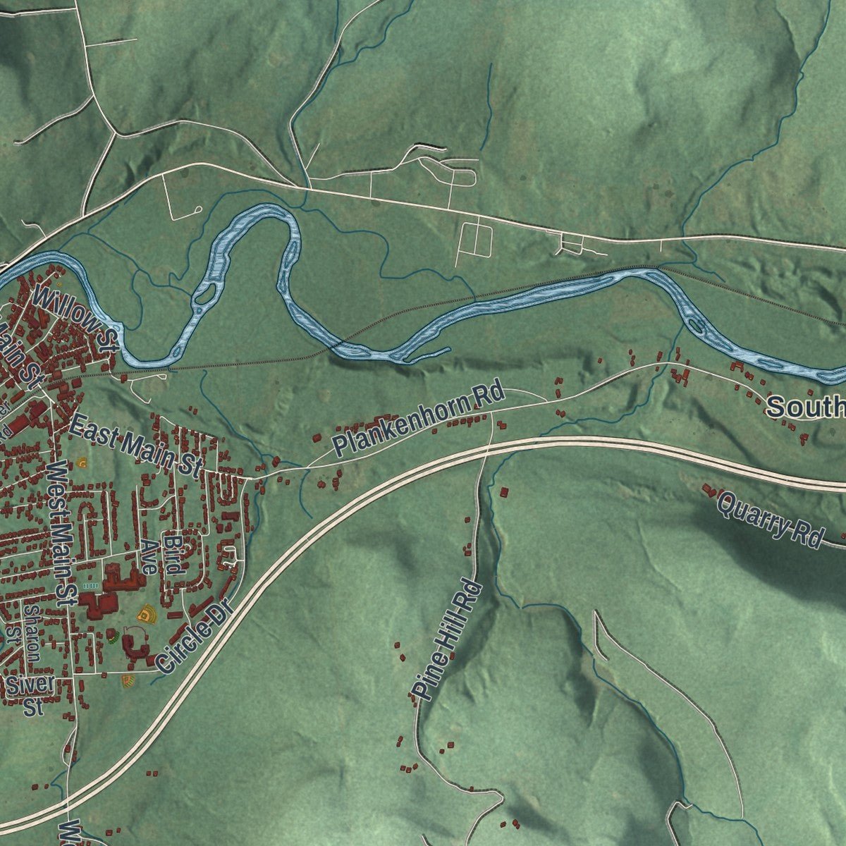 Close-up of the map of the Town of Sidney, New York print showing street and building detail