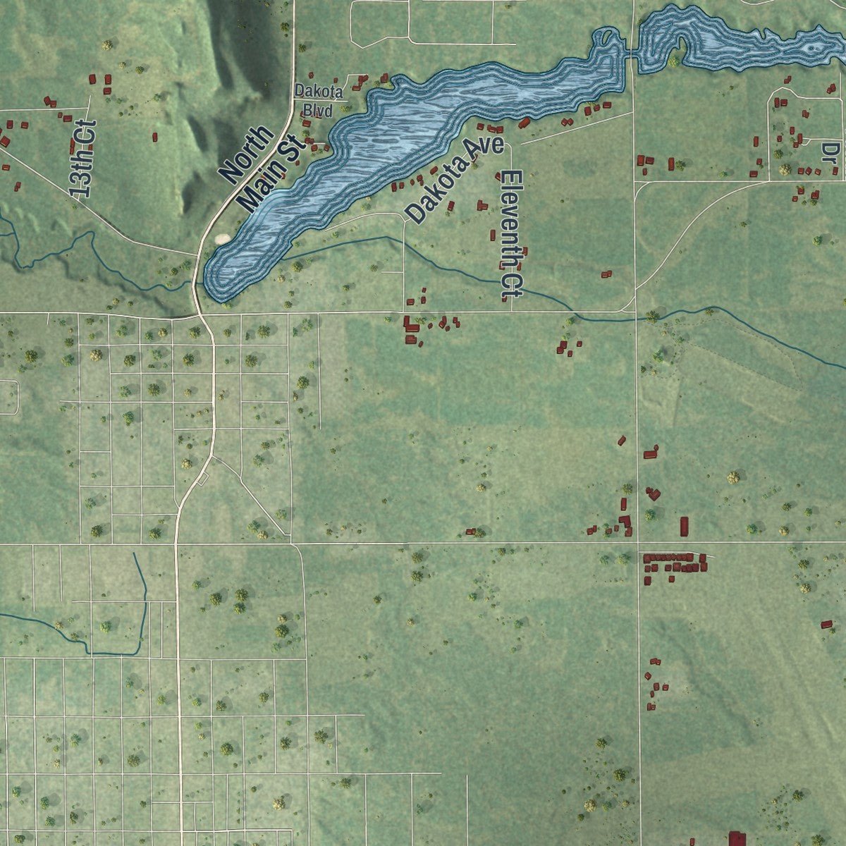 Close-up of the map of the Town of Adams, Adams County, Wisconsin print showing street and building detail