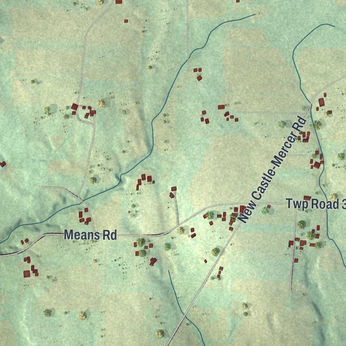 Close-up of the map of Wilmington, Mercer County, Pennsylvania print showing street and building detail