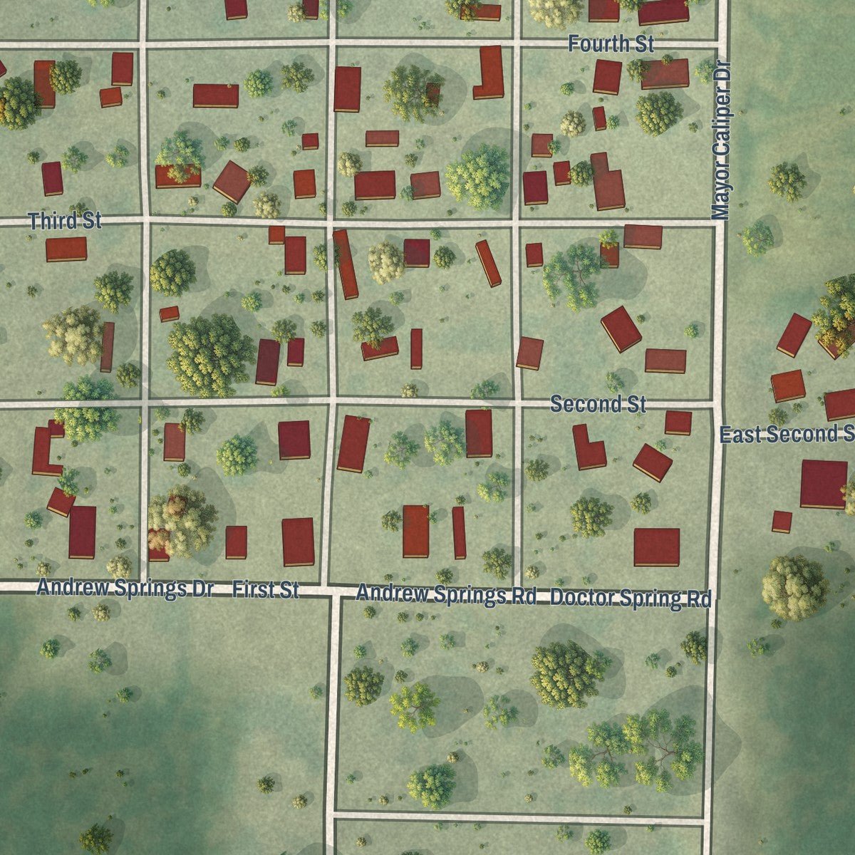 Close-up of the map of Colp, Illinois print showing street and building detail