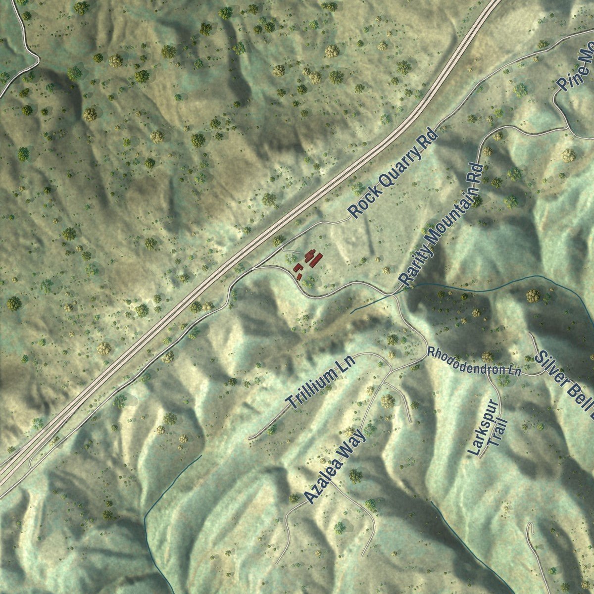 Close-up of the map of Jellico, Tennessee print showing street and building detail