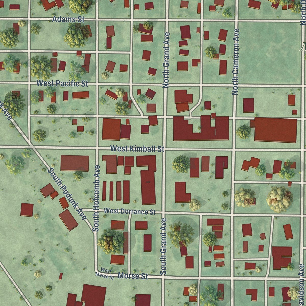 Close-up of the map of Callaway, Nebraska print showing street and building detail