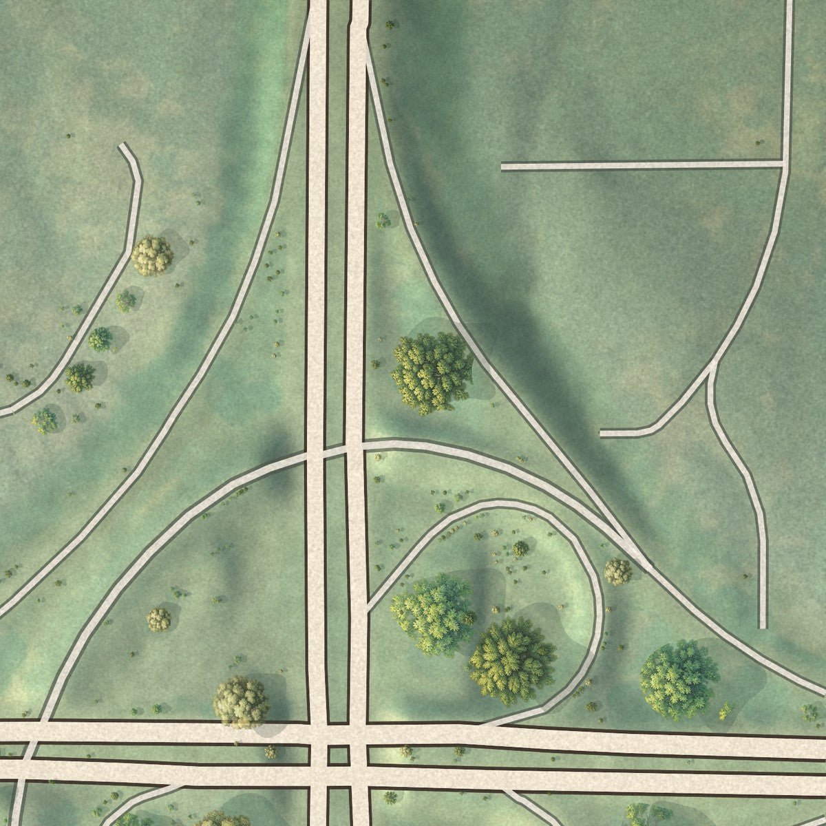 Close-up of the map of Rue Royal, Georgia print showing street and building detail