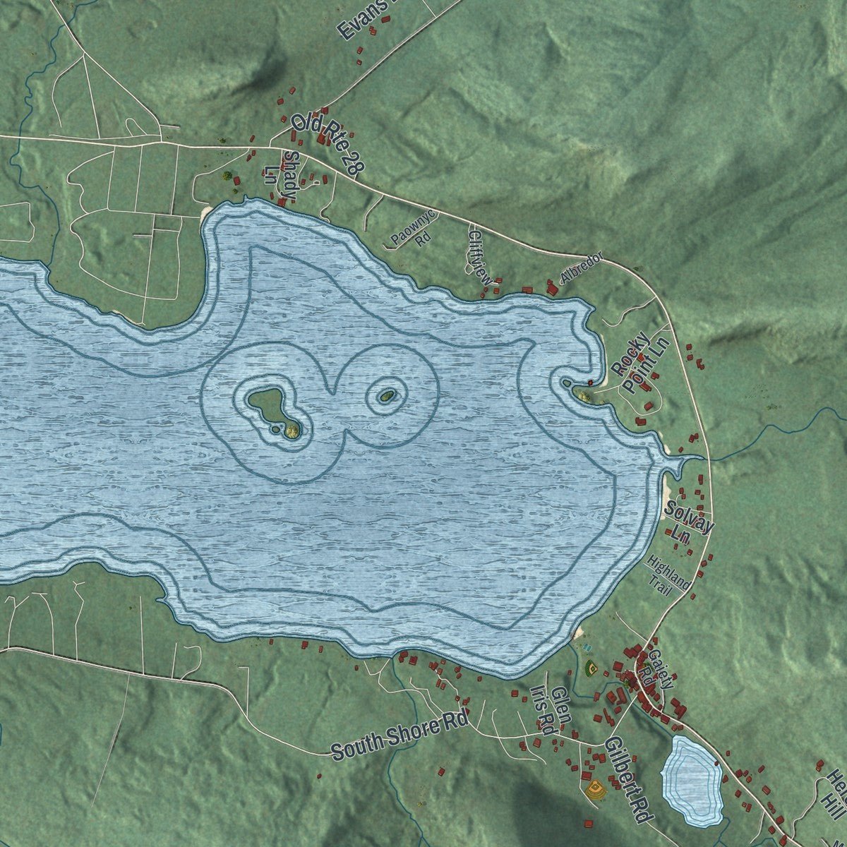 Close-up of the map of Inlet, New York print showing street and building detail