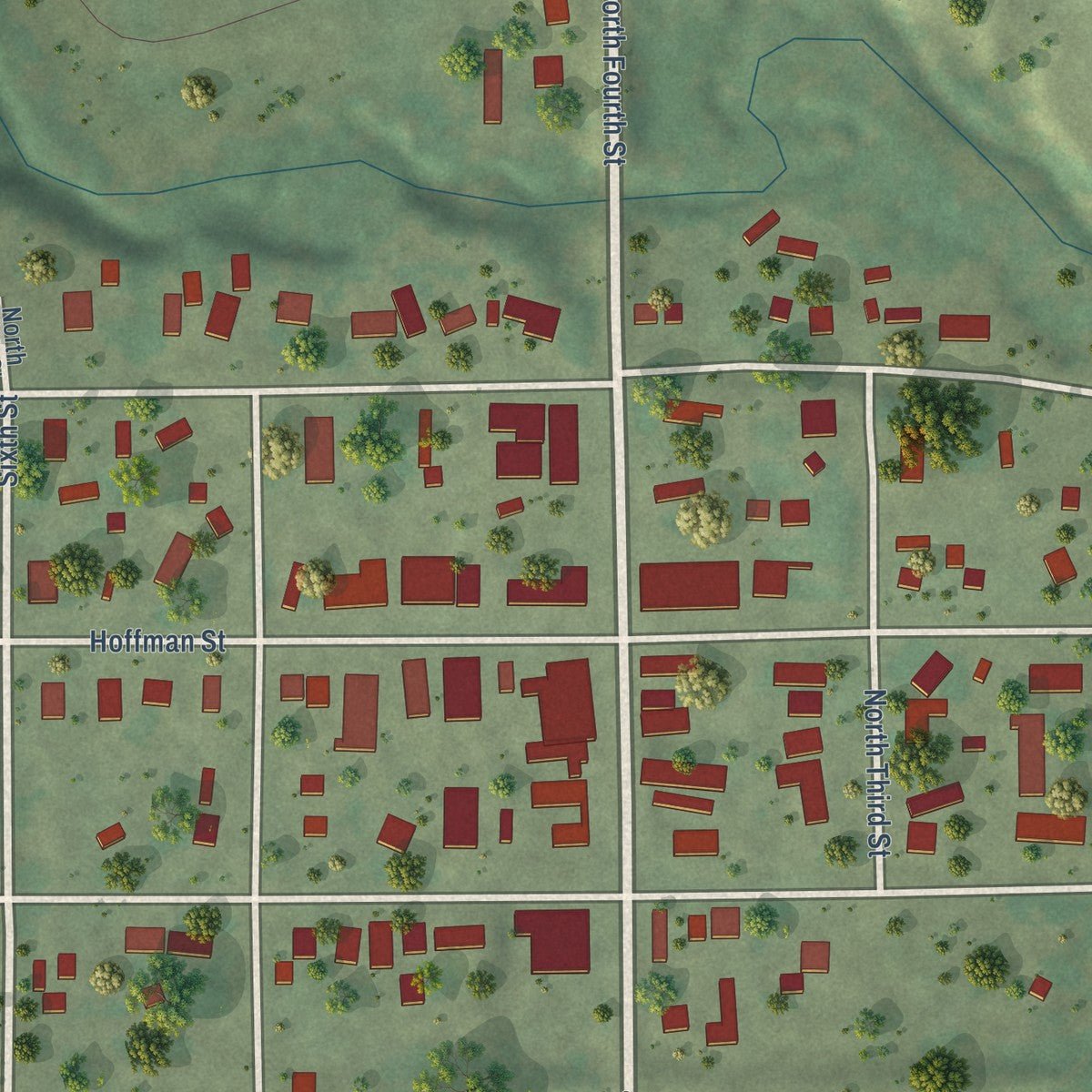 Close-up of the map of Lynch, Nebraska print showing street and building detail