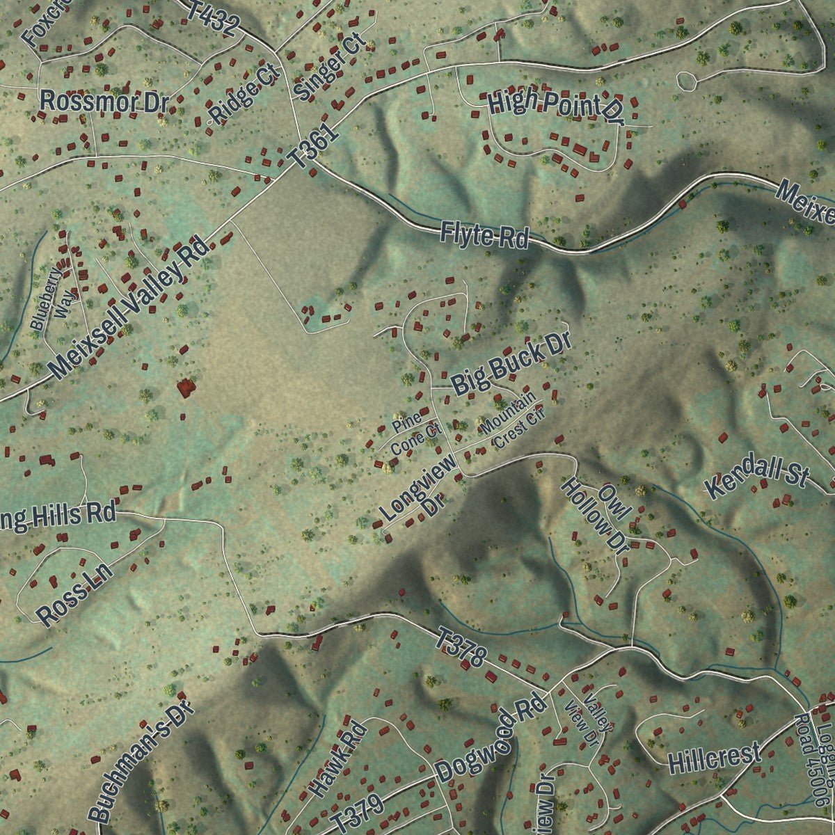 Close-up of the map of Ross, Monroe County, Pennsylvania print showing street and building detail