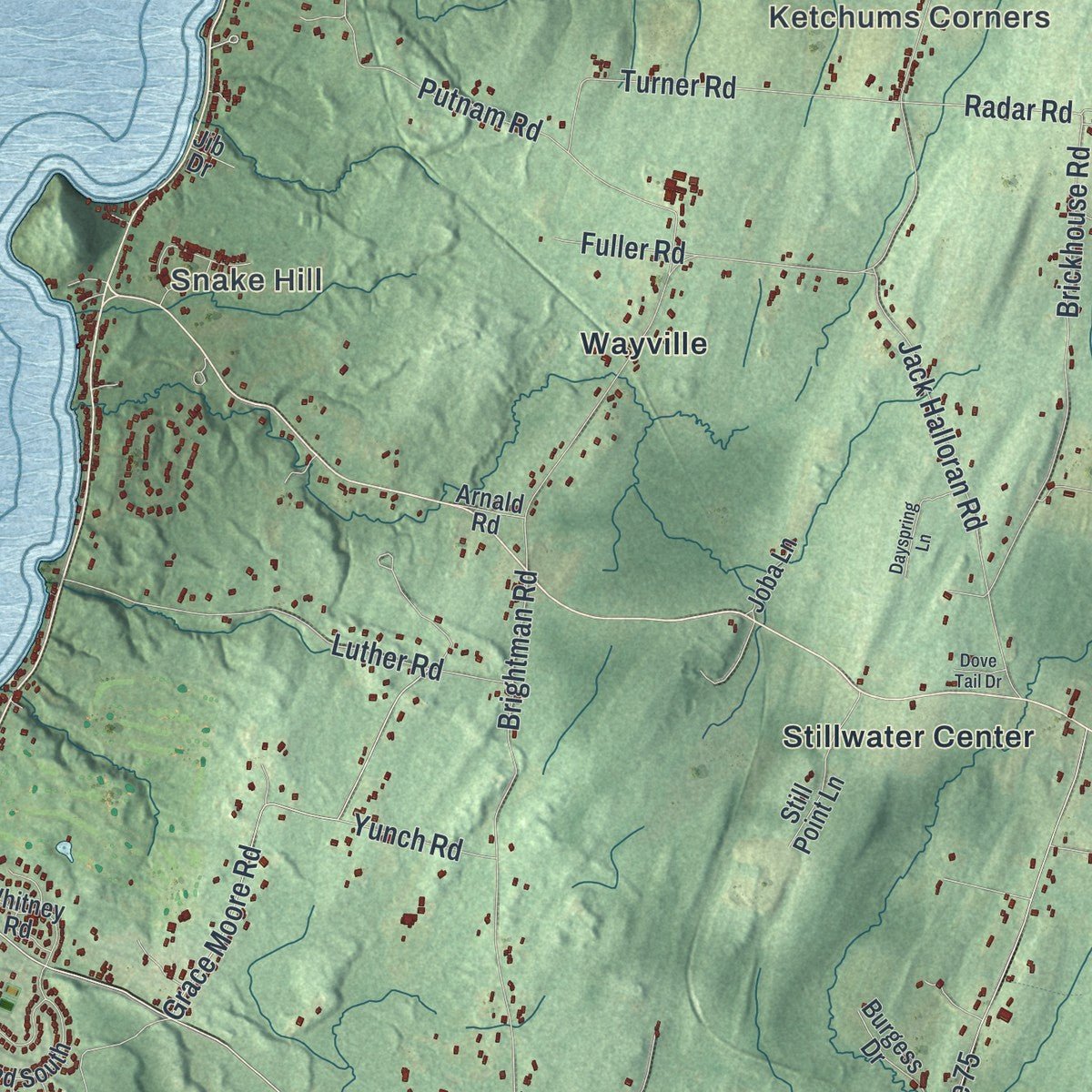 Close-up of the map of Stillwater, New York print showing street and building detail