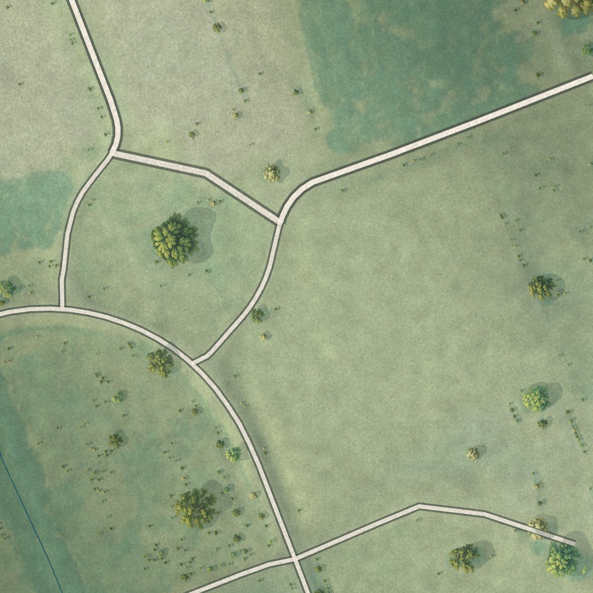 Close-up of the map of Oakhaven, Arkansas print showing street and building detail